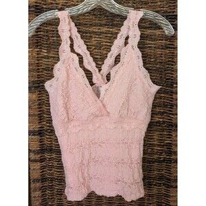 Vintage 90s Y2K Lace Babydoll Halter Rave Tank Top Fairy Whimsy Pink Coquette